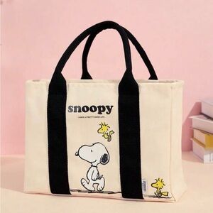 Snoopy Canvas Tote Bag with Black Straps